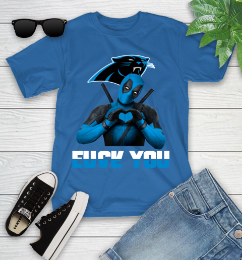 NHL Carolina Panthers Deadpool Love You Fuck You Football Sports Youth T-Shirt 12