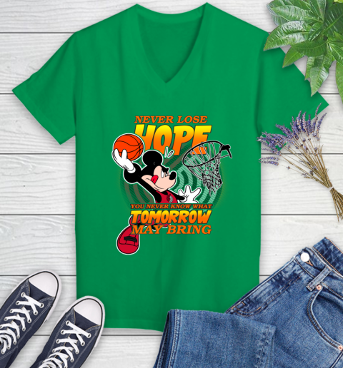 Portland Trail Blazers NBA Basketball Mickey Disney Never Lose Hope Women's V-Neck T-Shirt 6 Portland Trail Blazers NBA Basketball Mickey Disney Never Lose Hope Women's V-Neck T-Shirt - Image 6