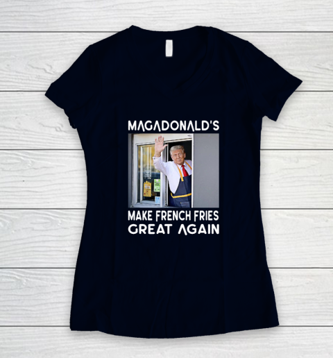 MAGADONALD'S Donald Trump Make French Fries Great Again Women's V-Neck T-Shirt 2