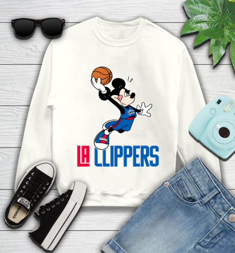 NBA Basketball LA Clippers Cheerful Mickey Mouse Shirt Youth Sweatshirt 2