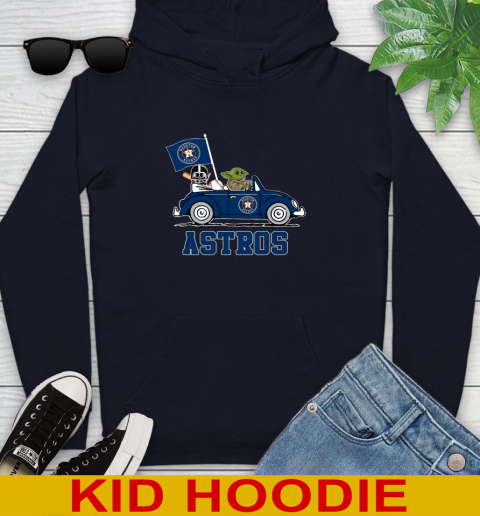 MLB Baseball Houston Astros Darth Vader Baby Yoda Driving Star Wars Shirt Youth Hoodie 4