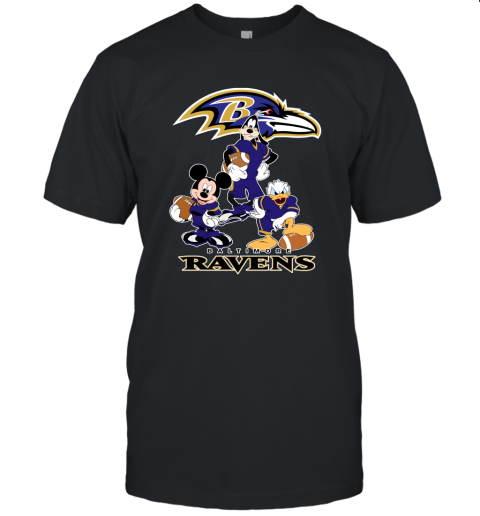 Mickey Donald Goofy The Three Baltimore Ravens Football Unisex Jersey Tee