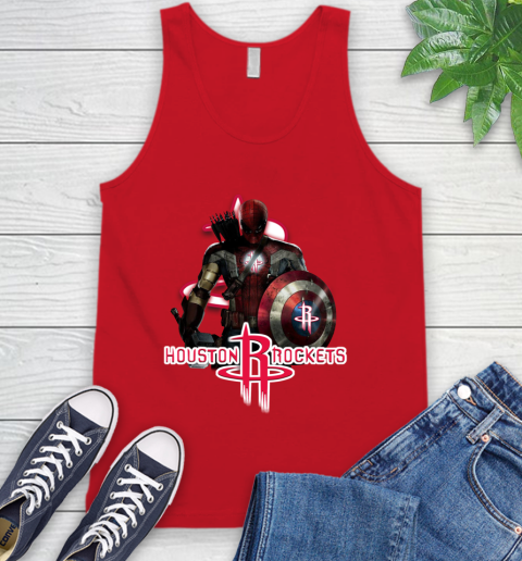 Houston Rockets NBA Basketball Captain America Thor Spider Man Hawkeye Avengers Tank Top 6