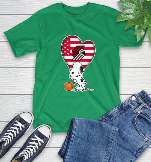 Portland Trail Blazers NBA Basketball The Peanuts Movie Adorable Snoopy T-Shirt 7