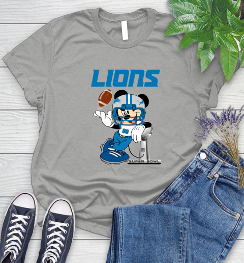 NFL Detroit Lions Mickey Mouse Disney Super Bowl Football T Shirt Women's T-Shirt 10