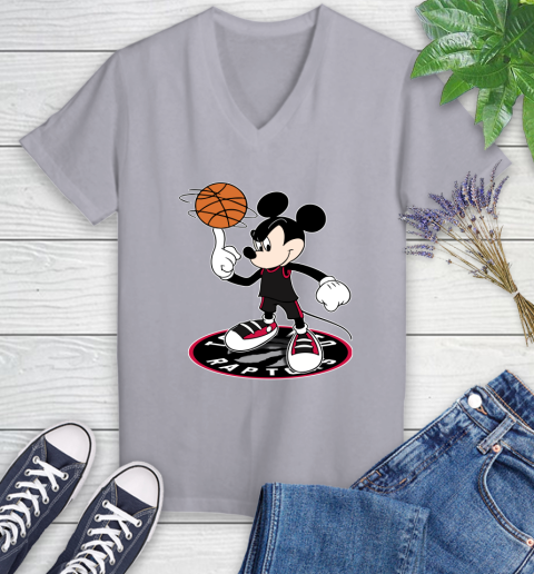 NBA Basketball Toronto Raptors Cheerful Mickey Disney Shirt not broken the mould Women's V-Neck T-Shirt 4