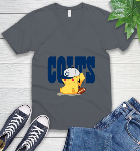 NFL Pikachu Football Sports Indianapolis Colts V-Neck T-Shirt 5