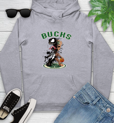 NBA Milwaukee Bucks Basketball Venom Groot Guardians Of The Galaxy Youth Hoodie 6