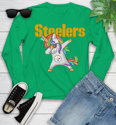 Pittsburgh Steelers NFL Football Funny Unicorn Dabbing Sports Youth Long Sleeve 6