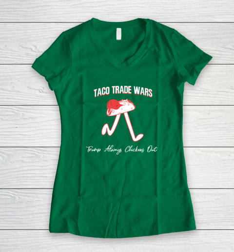 Taco Trade War Trump Always Chickens Out Women's V-Neck T-Shirt 3