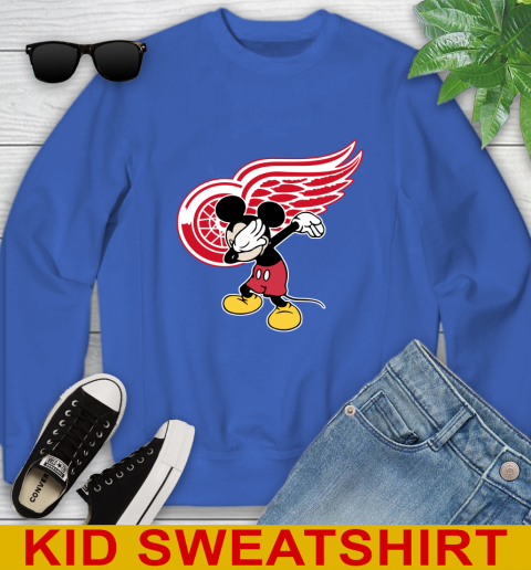 Detroit Red Wings NHL Hockey Dabbing Mickey Disney Sports Youth Sweatshirt 7