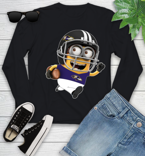 NFL Baltimore Ravens Minions Disney Football Sports Youth Long Sleeve 2