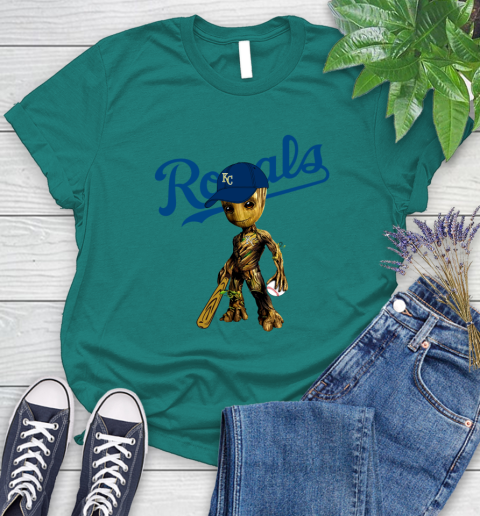 MLB Kansas City Royals Groot Guardians Of The Galaxy Baseball Women's T-Shirt 12