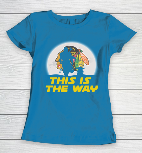 Chicago Blackhawks NHL Ice Hockey Star Wars Yoda And Mandalorian This Is The Way Women's T-Shirt 6