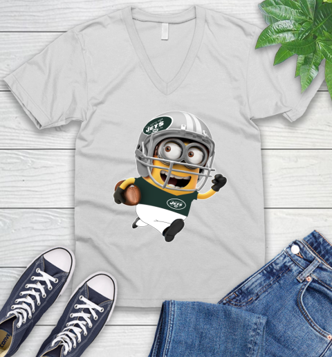 NFL New York Jets Minions Disney Football Sports V-Neck T-Shirt