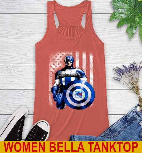 New York Rangers NHL Hockey Captain America Marvel Avengers American Flag Shirt Racerback Tank 3