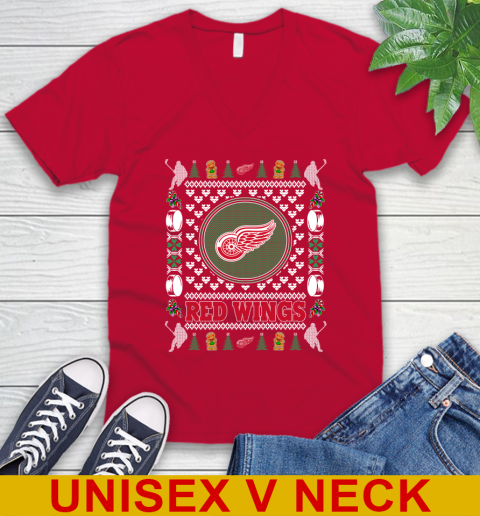 Detroit Red Wings Merry Christmas NHL Hockey Loyal Fan V-Neck T-Shirt 6