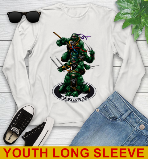 NFL Football Oakland Raiders Teenage Mutant Ninja Turtles Shirt Youth Long Sleeve 12