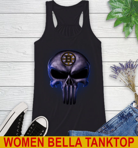 Boston Bruins NHL Hockey Punisher Skull Sports Racerback Tank