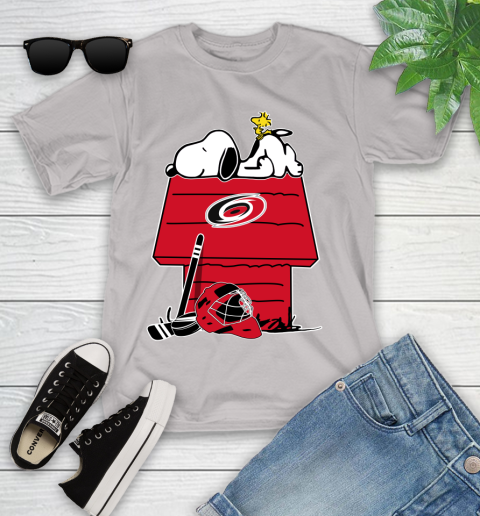 Carolina Hurricanes NHL Hockey Snoopy Woodstock The Peanuts Movie Youth T-Shirt 12