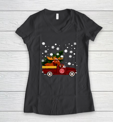 Detroit Red Wings Bring Christmas Home NHL Women's V-Neck T-Shirt 6