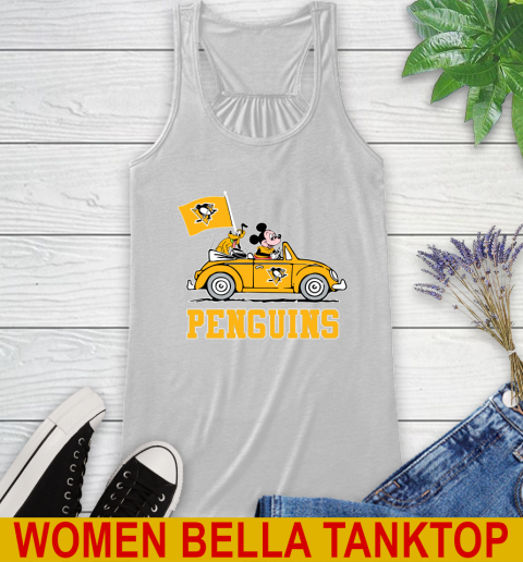 NHL Hockey Pittsburgh Penguins Pluto Mickey Driving Disney Shirt Racerback Tank