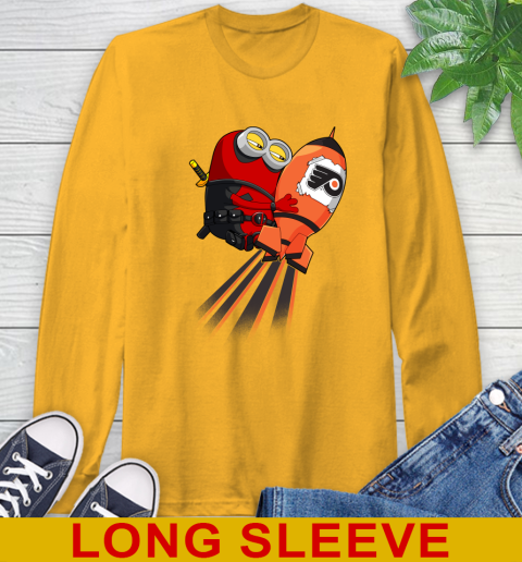 NHL Hockey Philadelphia Flyers Deadpool Minion Marvel Shirt Long Sleeve T-Shirt 2