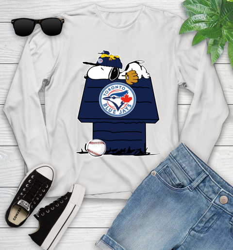 MLB Toronto Blue Jays Snoopy Woodstock The Peanuts Movie Baseball T Shirt Youth Long Sleeve