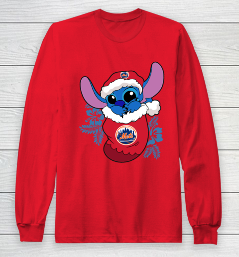 New York Mets Christmas Stitch In The Sock Funny Disney MLB Long Sleeve T-Shirt 10