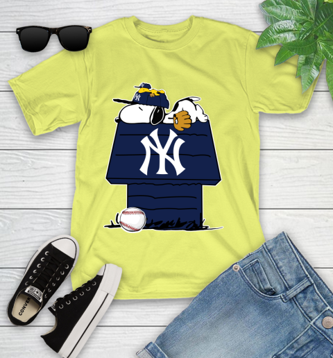 MLB New York Yankees Snoopy Woodstock The Peanuts Movie Baseball T Shirt Youth T-Shirt 8