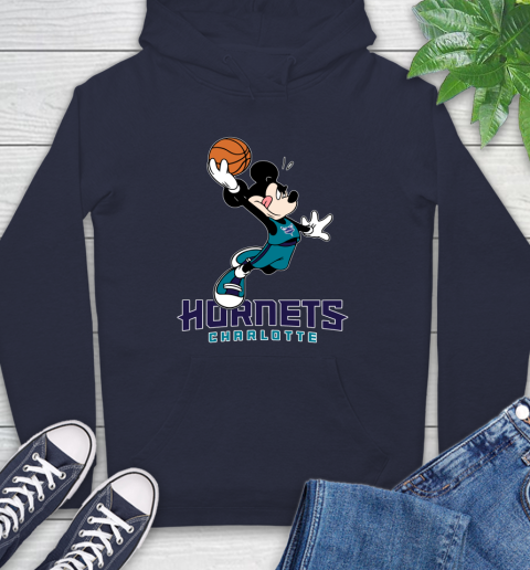NBA Basketball Charlotte Hornets Cheerful Mickey Mouse Shirt Hoodie 4