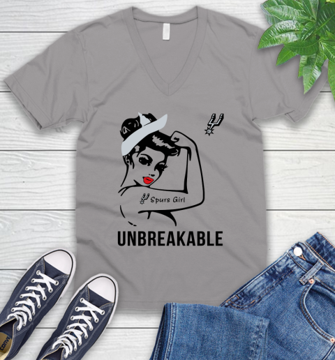 NBA San Antonio Spurs Girl Unbreakable Basketball Sports V-Neck T-Shirt 2