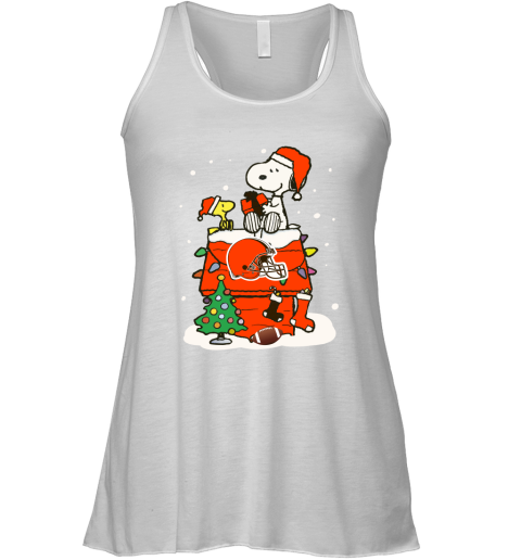 A Happy Christmas With Cleveland Browns Snoopy Racerback Tank