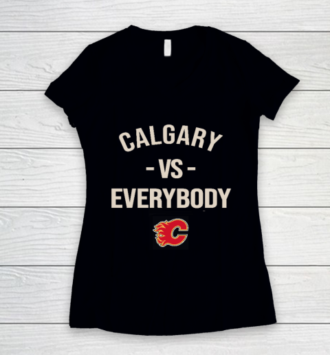 Calgary Flames Vs Everybody Women's V-Neck T-Shirt