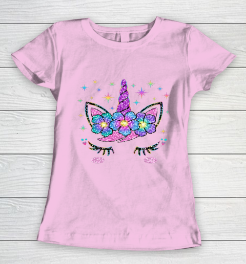 Unicorn Costume Rainbow Face Girls Women's T-Shirt 6