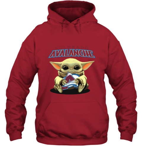 o669 baby yoda hugs the colorado avalanche hoodie 23 front red