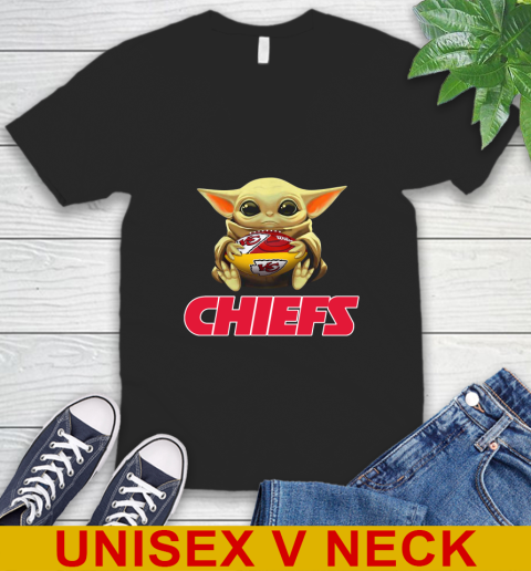 NFL Football Kansas City Chiefs Baby Yoda Star Wars Shirt V-Neck T-Shirt 2