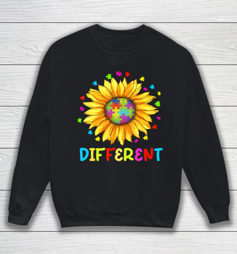 Autism Awareness Sunflower Gift Colorful Puzzle Different Sweatshirt