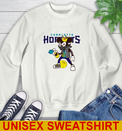 Charlotte Hornets NBA Basketball Mickey Peace Sign Sports Sweatshirt