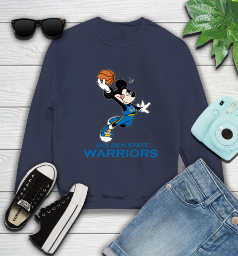 NBA Basketball Golden State Warriors Cheerful Mickey Mouse Shirt Sweatshirt 3