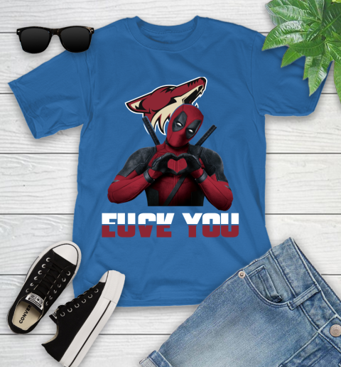 NHL Arizona Coyotes Deadpool Love You Fuck You Hockey Sports Youth T-Shirt 12