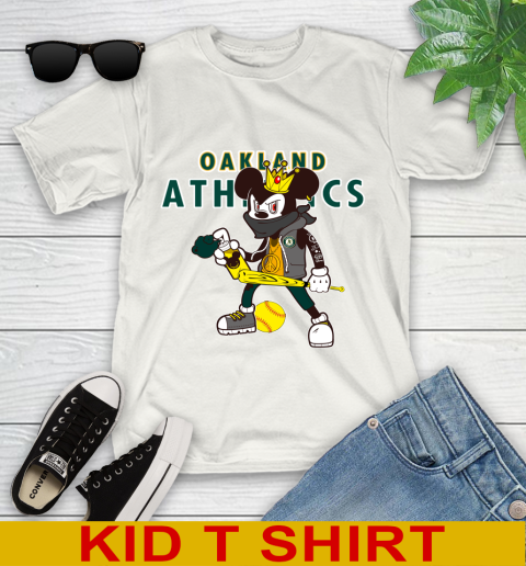 Oakland Athletics MLB Baseball Mickey Peace Sign Sports Youth T-Shirt