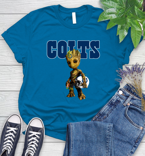 Indianapolis Colts NFL Football Groot Marvel Guardians Of The Galaxy Women's T-Shirt 7