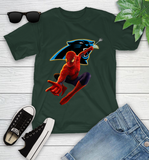 NFL Spider Man Avengers Endgame Football Carolina Panthers Youth T-Shirt 5