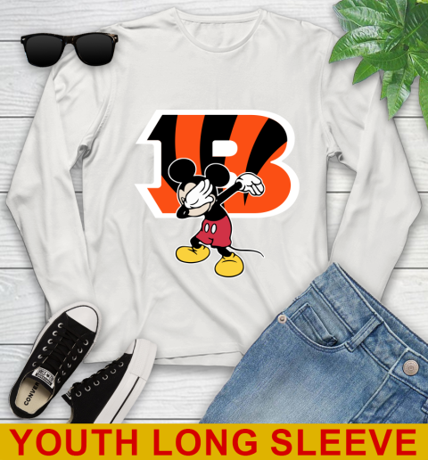 Cincinnati Bengals NFL Football Dabbing Mickey Disney Sports Youth Long Sleeve 12