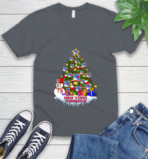 New York Rangers Merry Christmas NHL Hockey Sports V-Neck T-Shirt 5