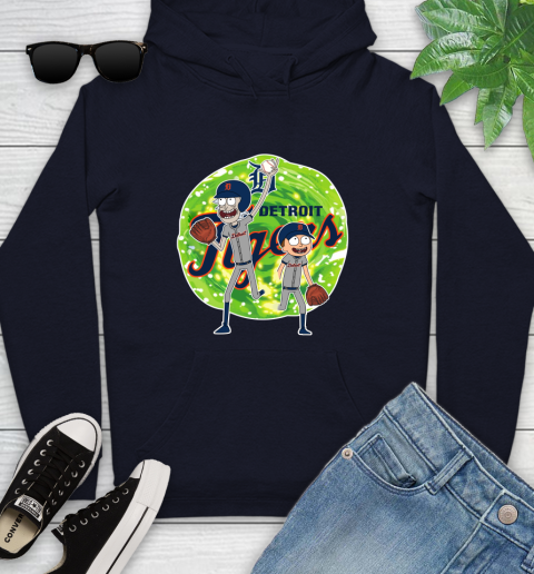 MLB Detroit Tigers Rick And Morty Baseball Sports Youth Hoodie 4