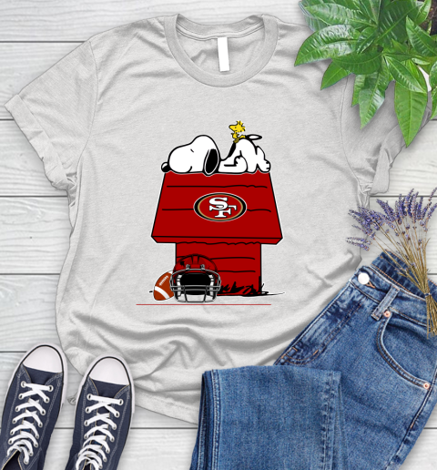 San Francisco 49ers NFL Football Snoopy Woodstock The Peanuts Movie Women's T-Shirt
