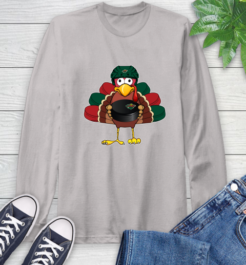 Minnesota Wild Turkey Thanksgiving Day Long Sleeve T-Shirt 12