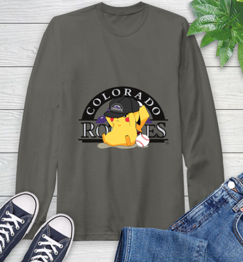 MLB Pikachu Baseball Sports Colorado Rockies Long Sleeve T-Shirt 8